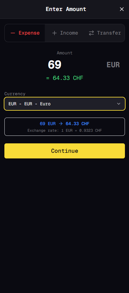 Lemonbudget Mobile Transaction Entry